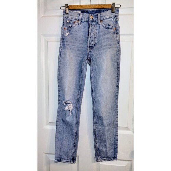 GAP Denim - GAP Cheeky Straight High Rise Jeans, size 24-00R, medium vintage destroy
